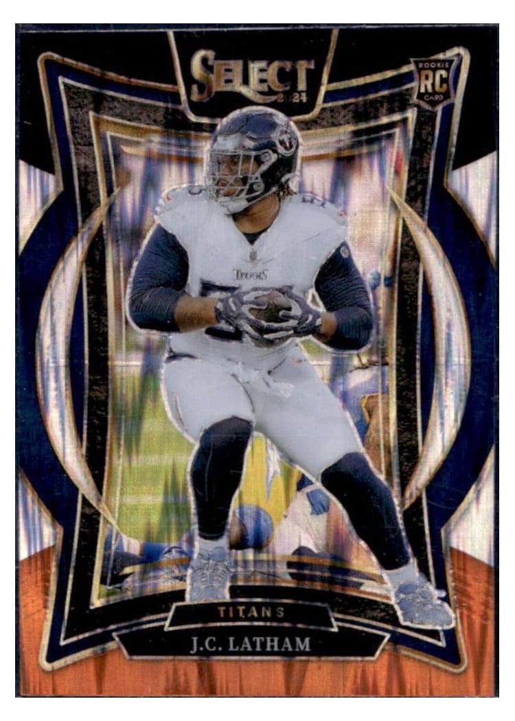 2024 Panini Select Base Set J.C. Latham Black Orange Prizm Shock #11 card