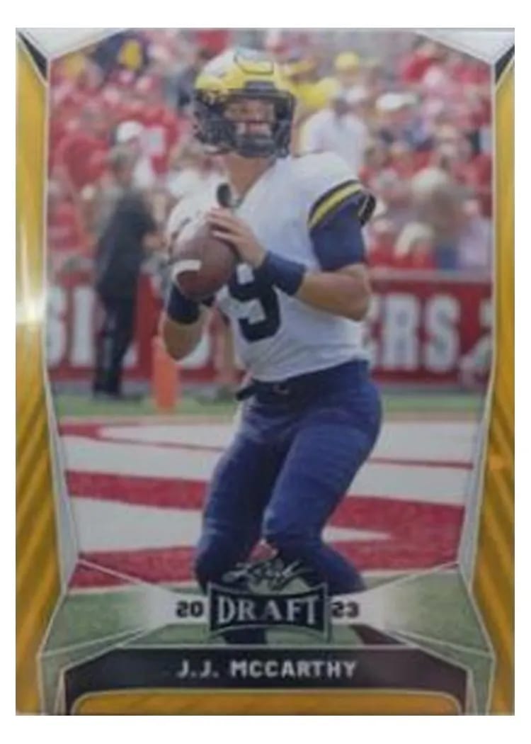 2023 Leaf Draft J. J. McCarthy Gold #22 card