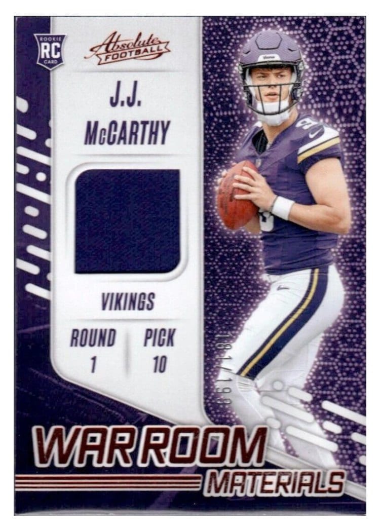 2024 Panini Absolute War Room Materials J.J. McCarthy #WRM-JMY card