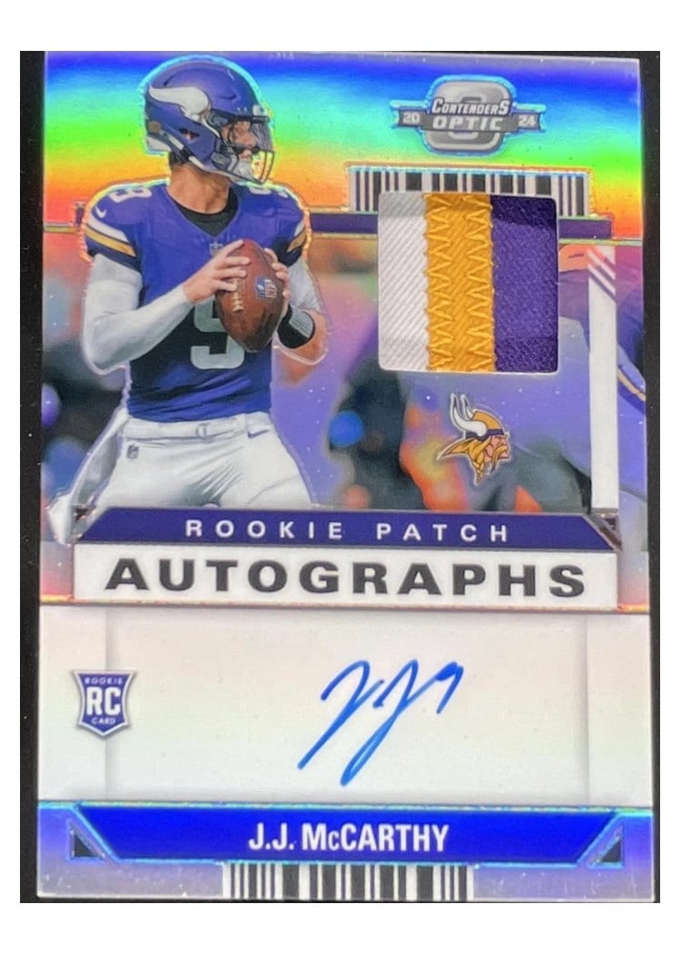 2024 Panini Contenders Optic Rookie Patch Autographs J.J. McCarthy #1 card