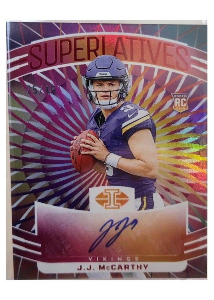 2024 Panini Illusions Superlatives Autographs J.J. McCarthy #1 card