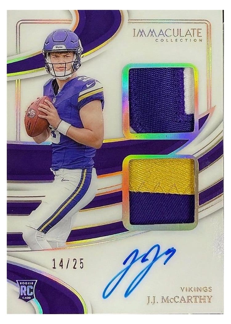 2024 Panini Immaculate Signature Patch Rookie J.J. McCarthy #1 card
