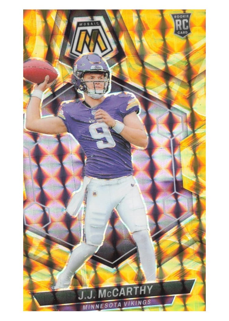 2024 Panini Mosaic Base Set J.J. McCarthy Yellow Reactive #310 card