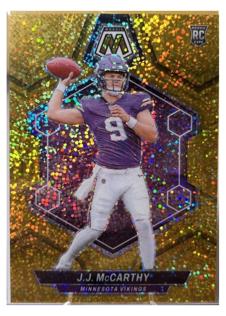 2024 Panini Mosaic Base Set J.J. McCarthy Gold Sparkle #310 card