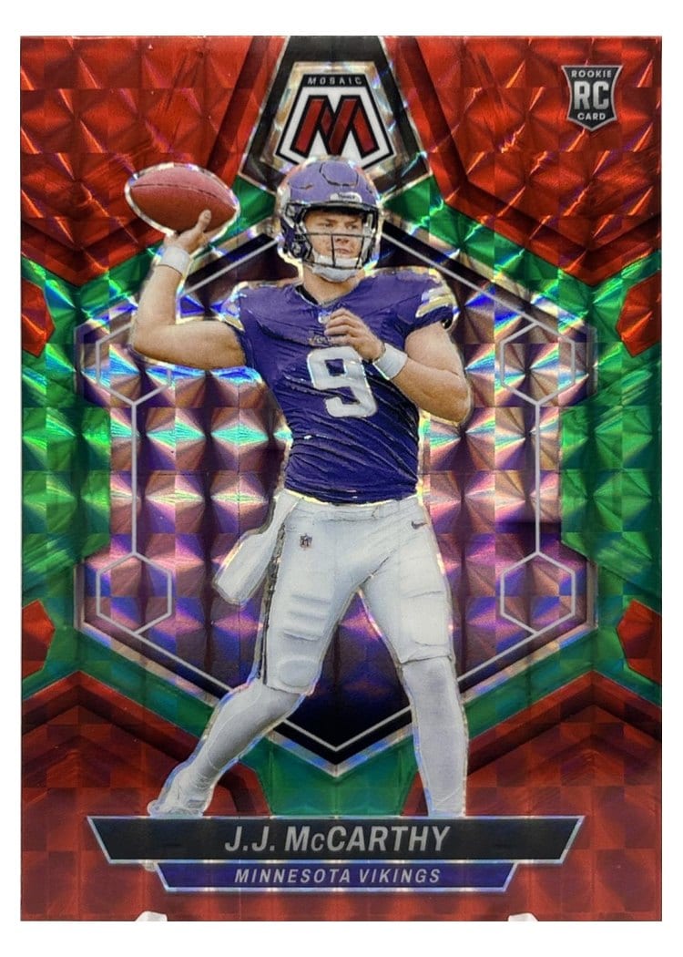 2024 Panini Mosaic Base Set J.J. McCarthy Fusion Red Green Choice #310 card