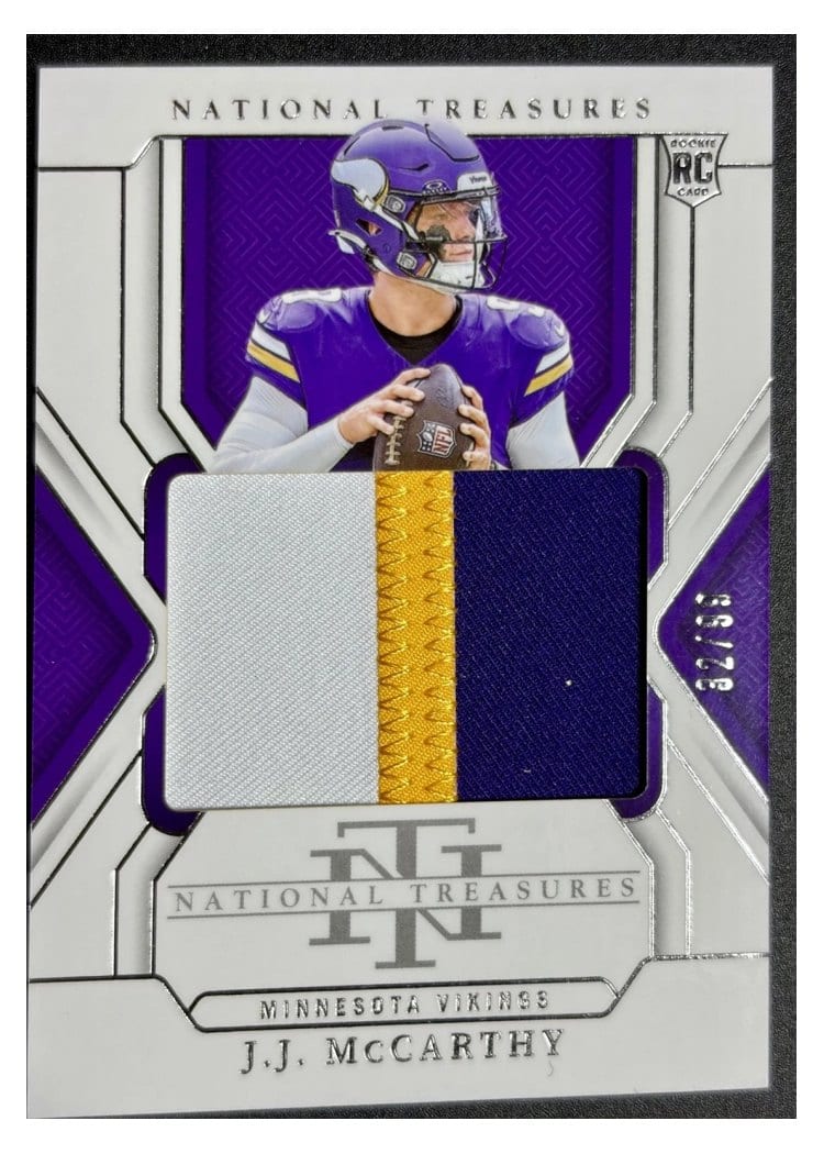 2024 Panini National Treasures Base Set J.J. McCarthy #214 card