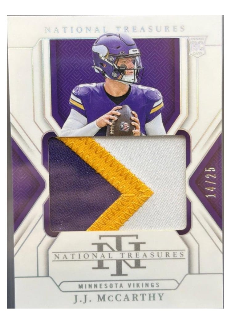 2024 Panini National Treasures Base Set J.J. McCarthy #214 card