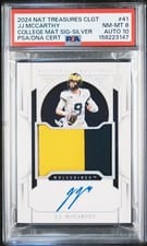 2024 Panini National Treasures Collegiate College Materials Signatures J.J. McCarthy #41 card