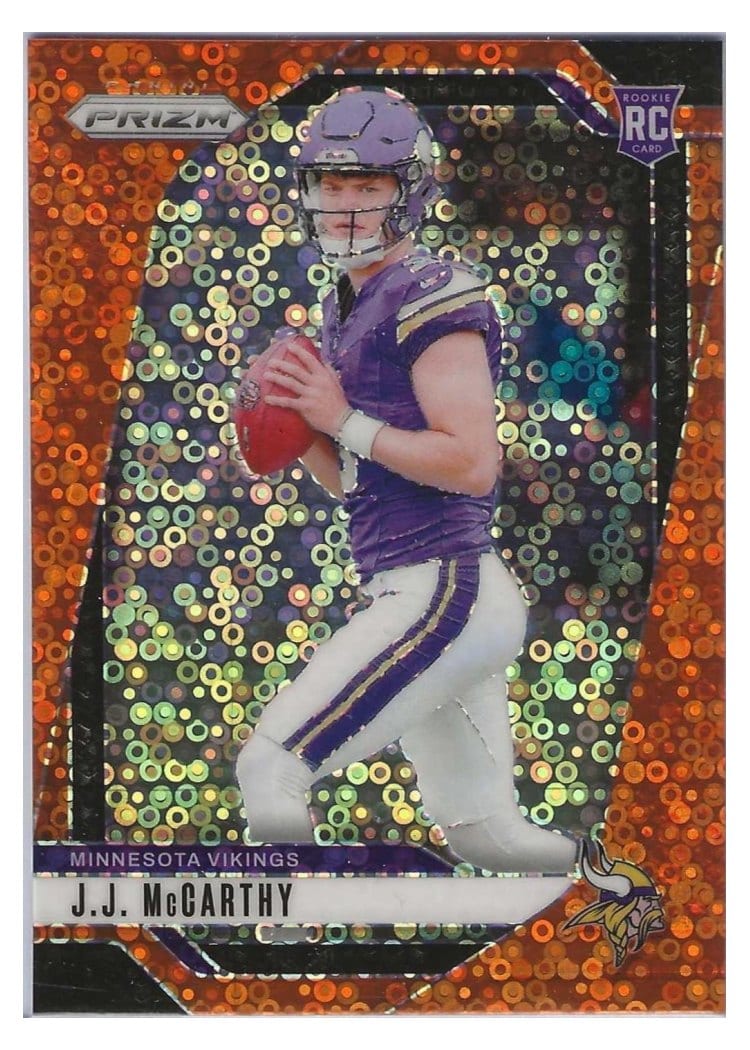 2024 Panini Prizm Base Set J.J. McCarthy Orange Disco #400 card