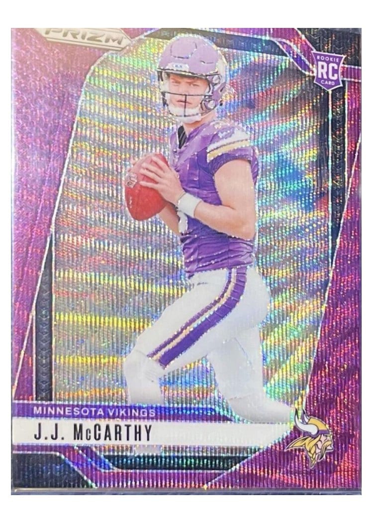 2024 Panini Prizm Base Set J.J. McCarthy Purple Wave #400 card