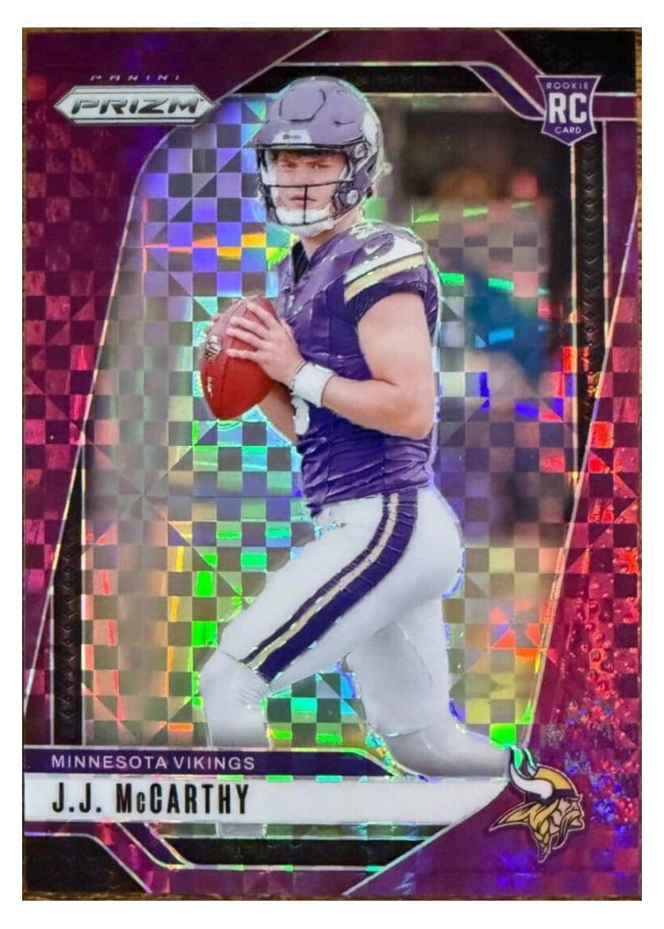 2024 Panini Prizm Base Set J.J. McCarthy Purple Power #400 card