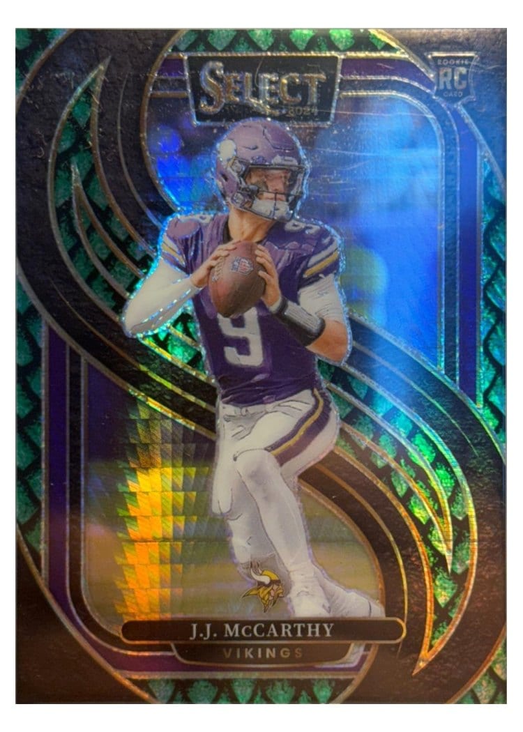 2024 Panini Select Base Set J.J. McCarthy Dragon Scale Prizm #134 card