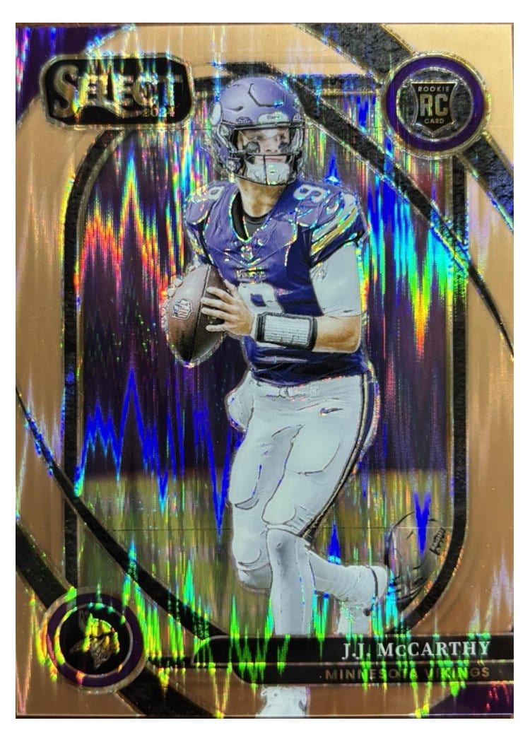 2024 Panini Select Base Set J.J. McCarthy Copper Prizm Shock #246 card