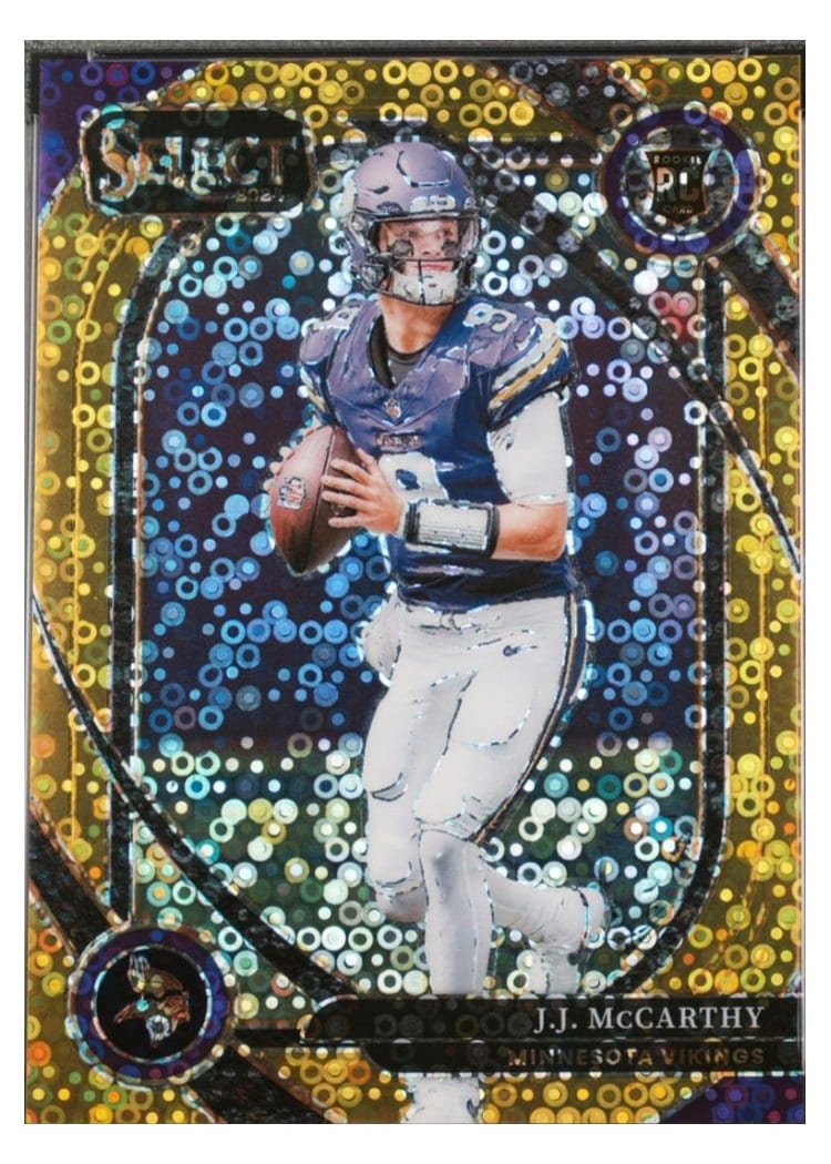 2024 Panini Select Base Set J.J. McCarthy Gold Disco Prizm #246 card