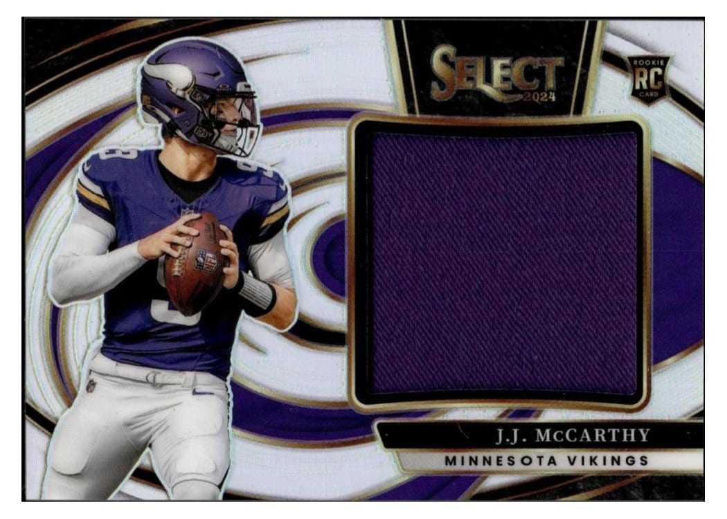 2024 Panini Select Jumbo Rookie Swatch J.J. McCarthy #13 card