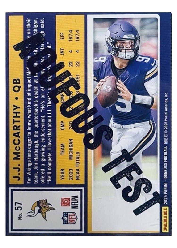 2025 Donruss Base Set J.J. McCarthy #57 card