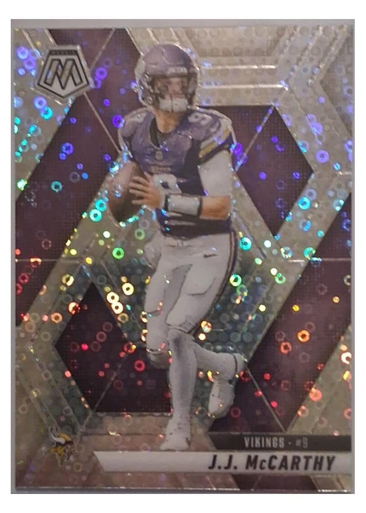 2025 Panini Mosaic Base Set J.J. McCarthy No Huddle Silver #195 card