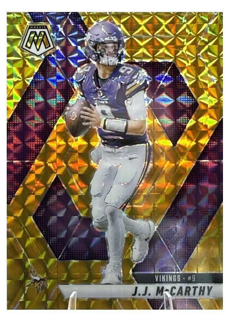 2025 Panini Mosaic Base Set J.J. McCarthy Gold #195 card
