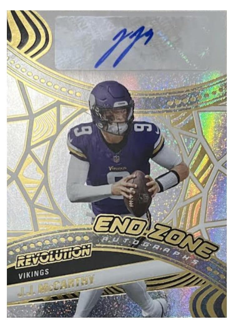 2025 Panini Revolution End Zone Autographs J.J. McCarthy #2 card