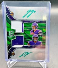 2024 Panini Spectra Dual Patch Autographs (Hyper) J.J. McCarthy / Dallas Turner #DPA-MIN card