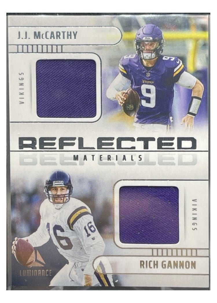 2025 Panini Luminance Reflected Materials J.J. McCarthy/Rich Gannon #6 card