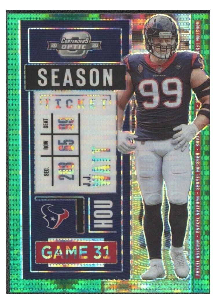2020 Panini Contenders Optic Base Set J.J. Watt Green Pulsar #24 card