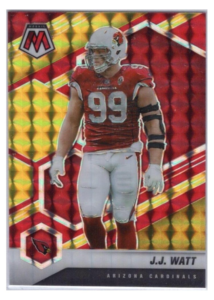 2021 Panini Mosaic Base Set J.J. Watt Choice Fusion Red & Yellow #12 card