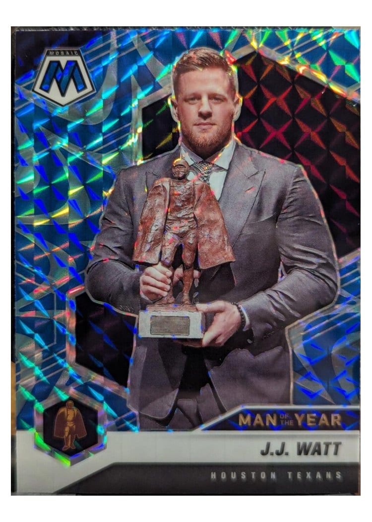 2021 Panini Mosaic Base Set J.J. Watt Reactive Blue Mosaic #272 card