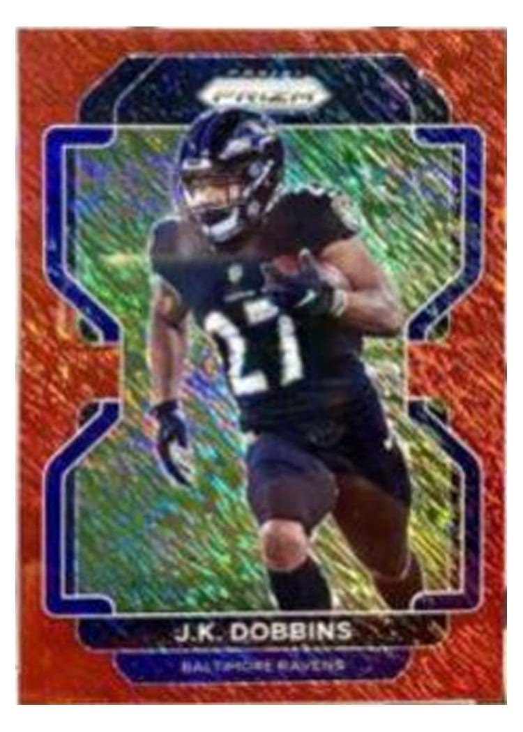 2021 Panini Prizm Base Set J.K. Dobbins Red Shimmer #283 card