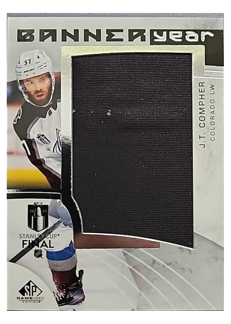2022-23 SP Game Used 2022 NHL Stanley Cup Final Banner Year Relics J.T. Compher #BYSC-JC card
