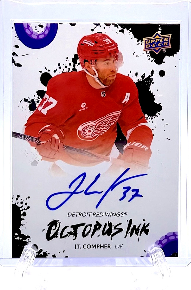 2025-26 Upper Deck Detroit Red Wings Centennial Octopus Ink J.T. Compher #OI-JC card