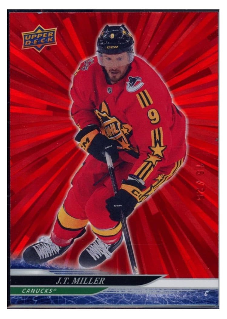 2024-25 Upper Deck Base Set J.T. Miller Outburst Red #697 card