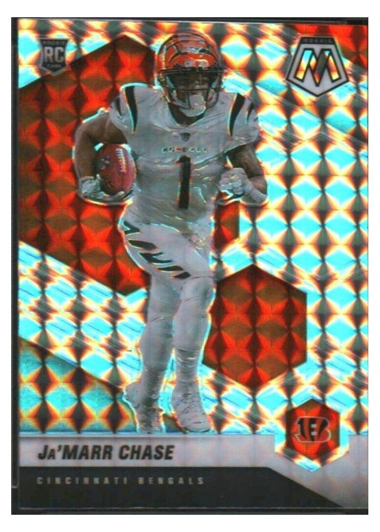 2021 Panini Mosaic Ja'Marr Chase Gold Wave Mosaic #307 card