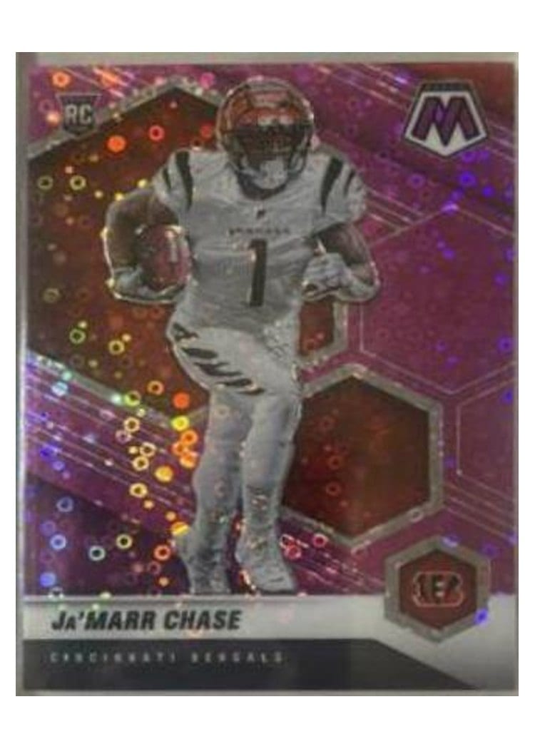 2021 Panini Mosaic Ja'Marr Chase No Huddle Pink Mosaic #307 card