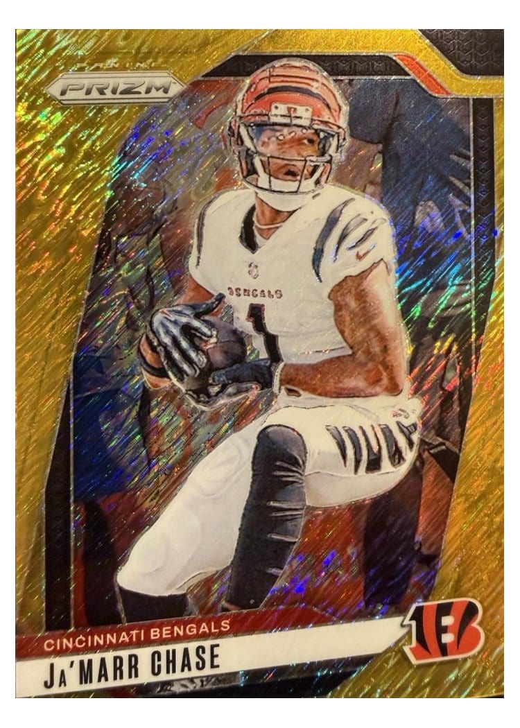 2024 Panini Prizm Base Set Ja'Marr Chase Gold Shimmer #57 card