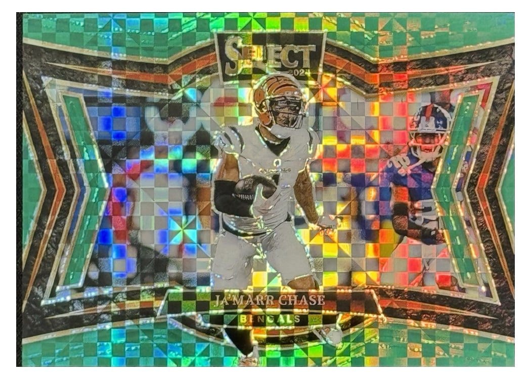 2024 Panini Select Base Set Ja'Marr Chase Green Prizm #448 card