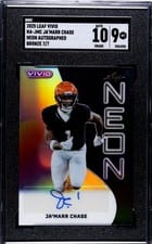 2025 Leaf Vivid Neon Autographs Ja’Marr Chase #NA-JMC card