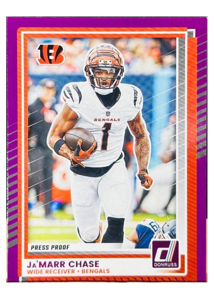 2025 Panini Donruss Ja'Marr Chase Press Proof Purple #2 card