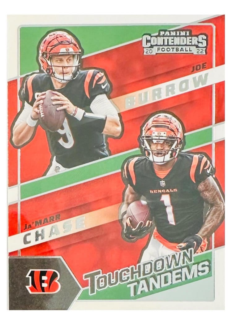 2022 Panini Contenders Touchdown Tandems Ja'Marr Chase / Joe Burrow #TDT-CIN card