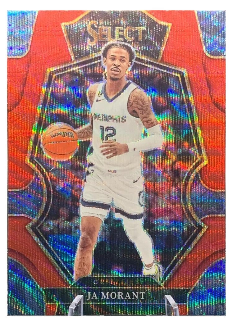 2022-23 Panini Select Base Set Ja Morant Red Wave Prizm #158 card