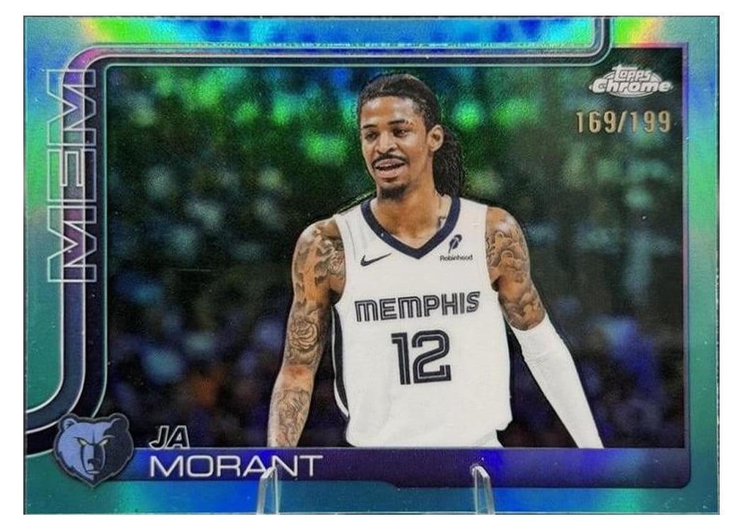 2025 Topps Chrome Ja Morant Aqua Refractor #158 card