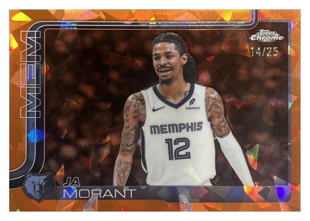 2025 Topps Chrome Ja Morant Orange Basketball Refractor #158 card