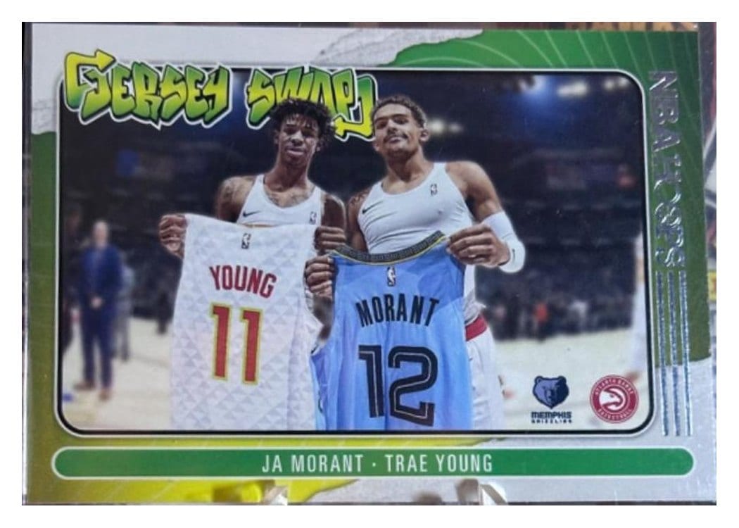 2020-21 Hoops Jersey Swap Ja Morant / Trae Young #3 card