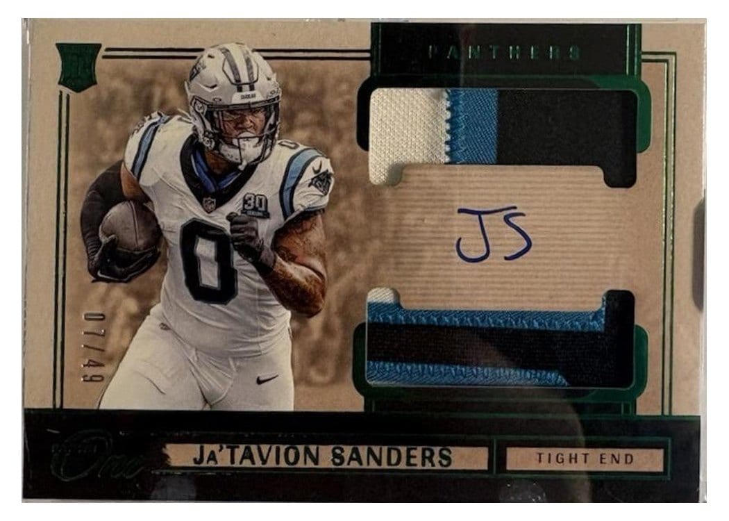 2024 Panini One Rookie Patch Autographs Ja'Tavion Sanders #24 card