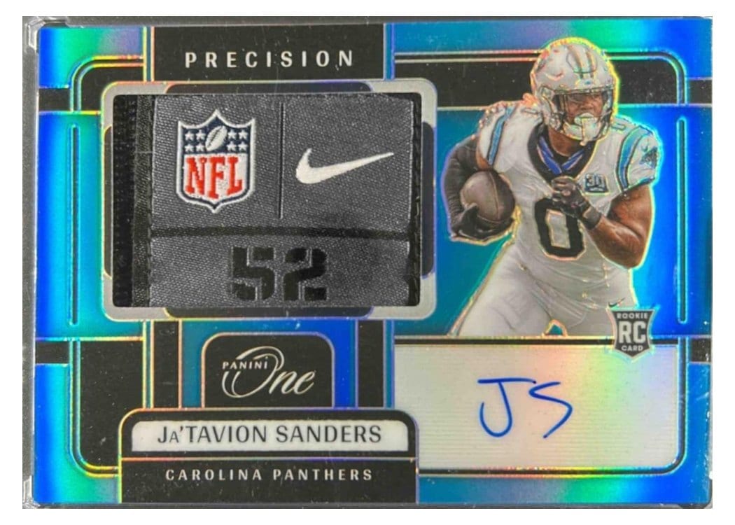 2024 Panini One Rookie Patch Autographs Ja'Tavion Sanders #24 card
