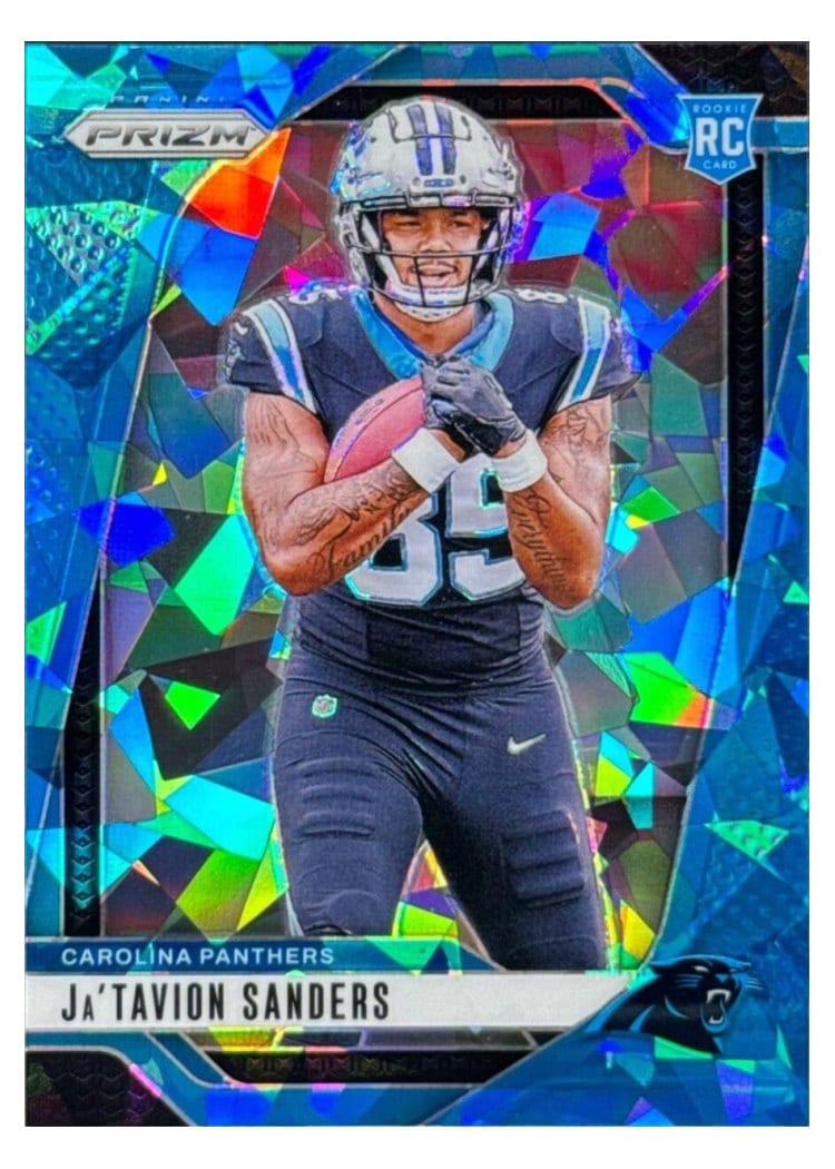 2024 Panini Prizm Base Set Ja'Tavion Sanders Blue Ice #343 card