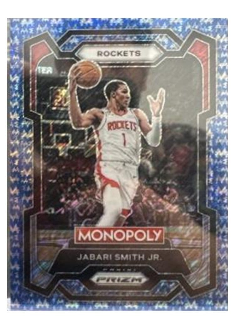 2023-24 Panini Prizm Monopoly Base Set Jabari Smith Jr. Blue Millionaire Shimmer #32 card