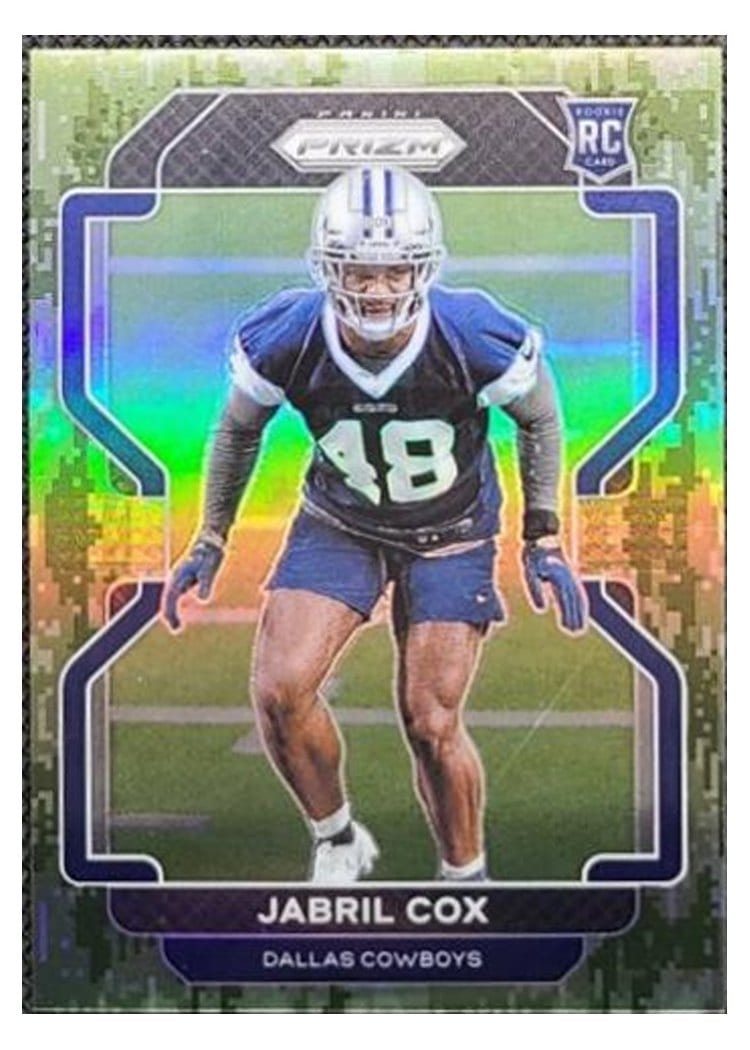2021 Panini Prizm Base Set Jabril Cox Forest Camo Prizm #394 card