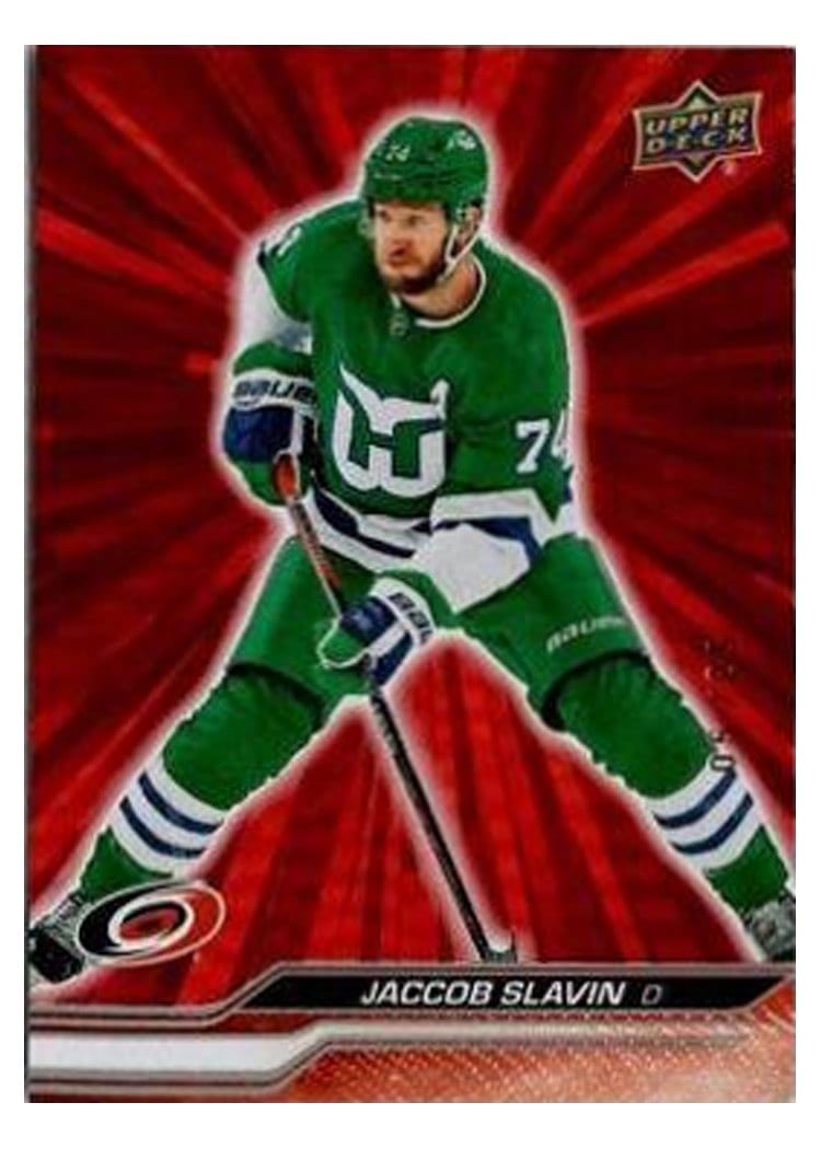 2023-24 Upper Deck Base Set Jaccob Slavin Outburst Red #35 card