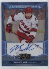2024-25 O-Pee-Chee Platinum Blue Rainbow Autographs Jaccob Slavin #BA-SL card